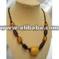Deep Orange African Amber Beaded Chunky Necklaces - Kenya