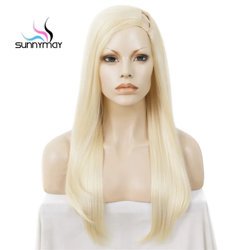 Cheap Soft Straight Brazilian Human Hair 613 Blonde U Part Wig
