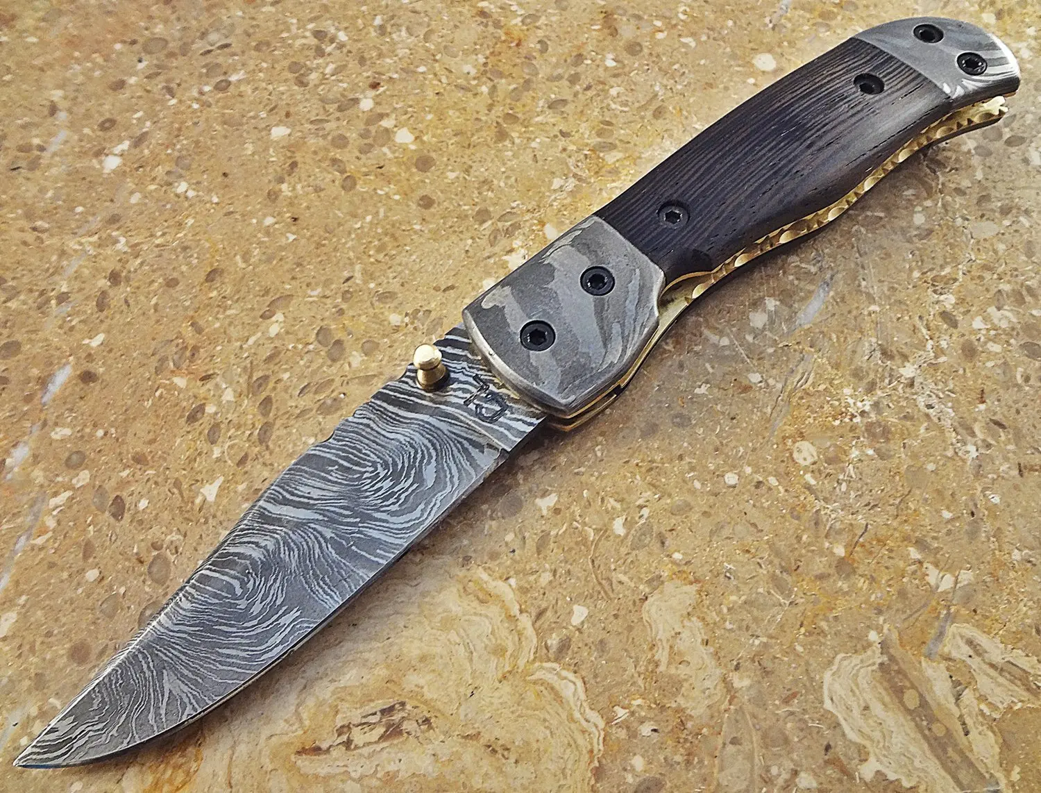 Christmas Gift Offer by ColdLand Knives (LIMITED EDITION) | One-Of-A-Kind Custom Handmade Damascus Steel Folding Pocket Knife Exotic African Black Wood Handle WF18