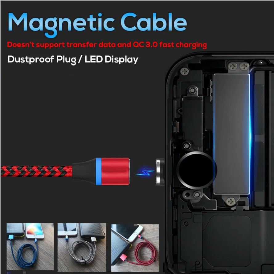 Amazon Hot-selling Braided Design USB Cable 1 2 3 Magnetic Connectors USB Data Cable for Iphone XS And Smartphone
