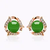 Wholesale new custom fashion green jade dangle earrings stud for women