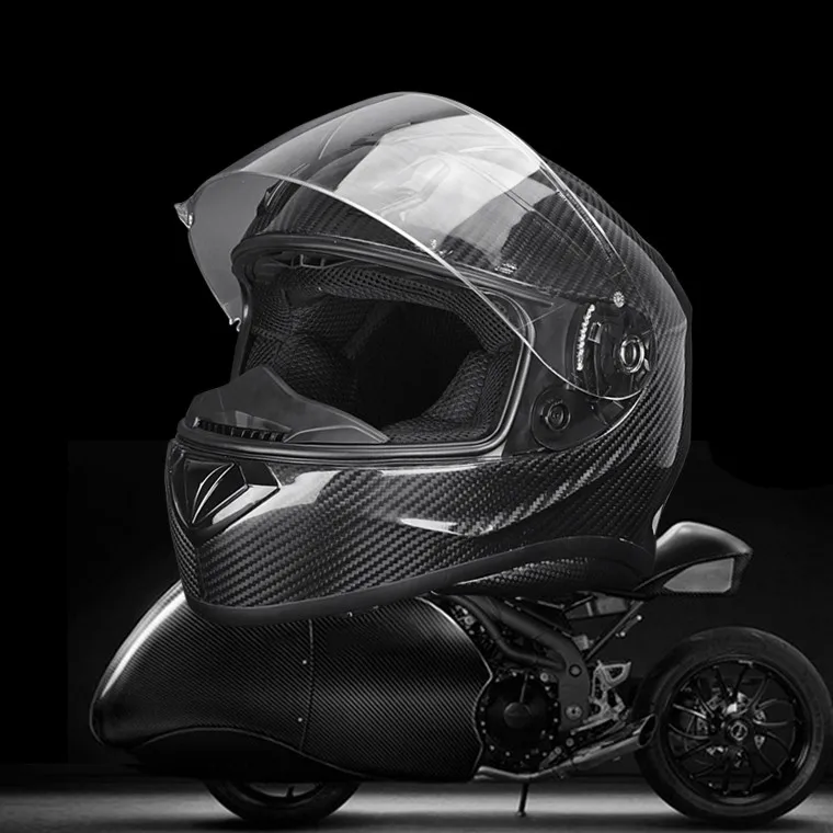 Carbon Fiber Men Open Face Helmets With Visor German Approved Motocross