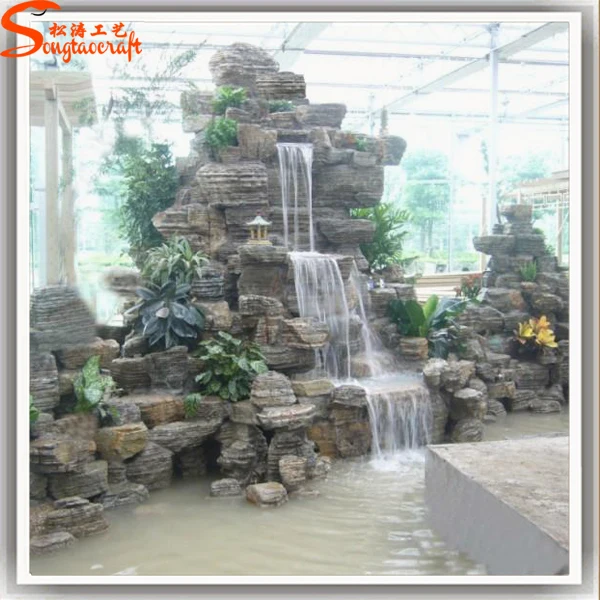 Landscape Indoor Wall Home Decoration Waterfall Fiberglass Rocks Mini