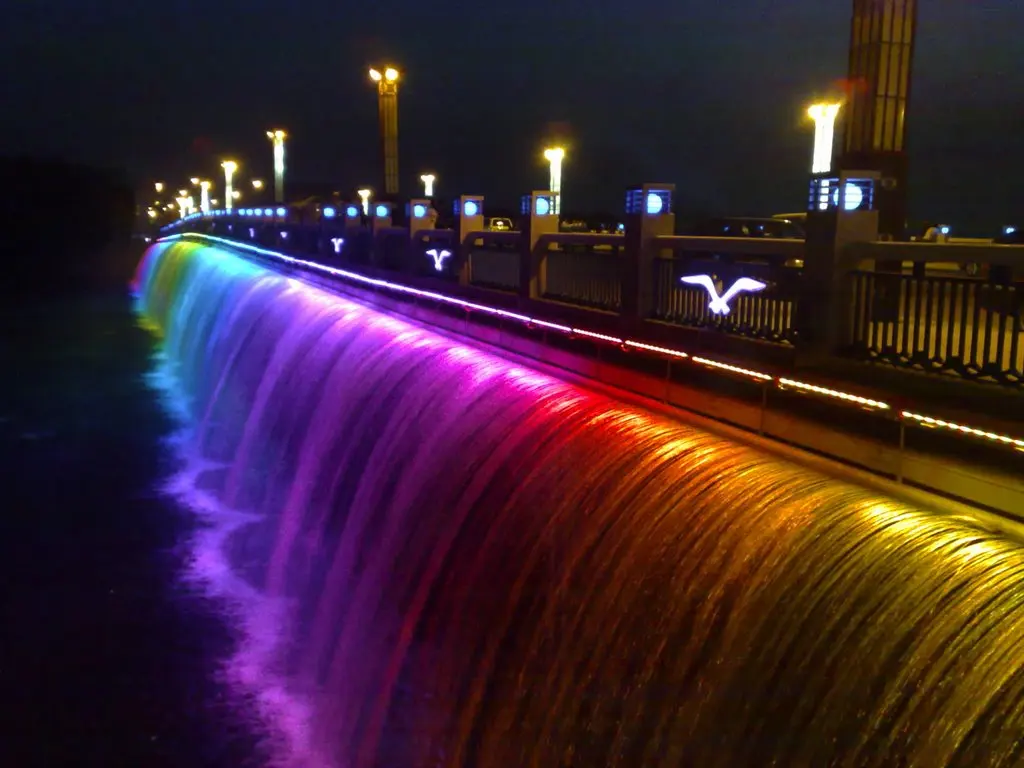 Decorative Large Bridge Led Light Waterfall Fountains Outdoor