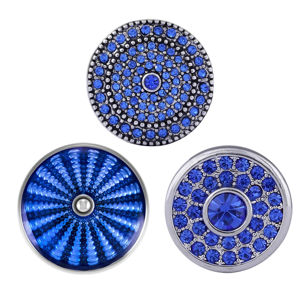Download 3 Pcs Blue Color Themed Interchangeable Metal Jewelry Button Charm Snaps - Buy Snaps,Charm Snaps ...