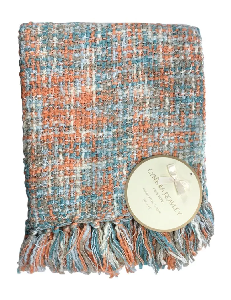 Buy Cynthia Rowley Woven Throw Multicolored Fringed Blanket With A