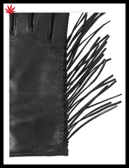 2017 Women's fashion leather gloves with tassels details