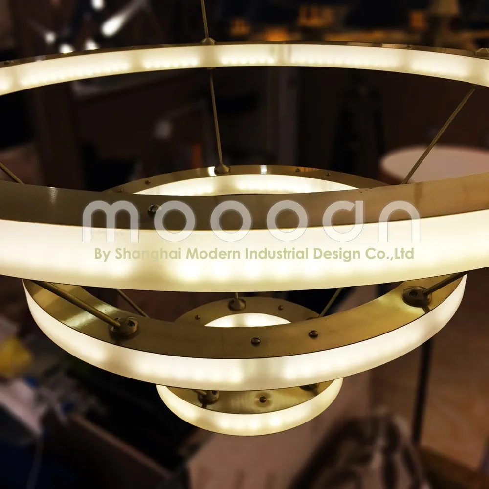 Moderne opknoping gouden grote messing koper art deco cirkel led ...