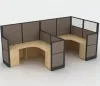 Glass partition double workstation desk
