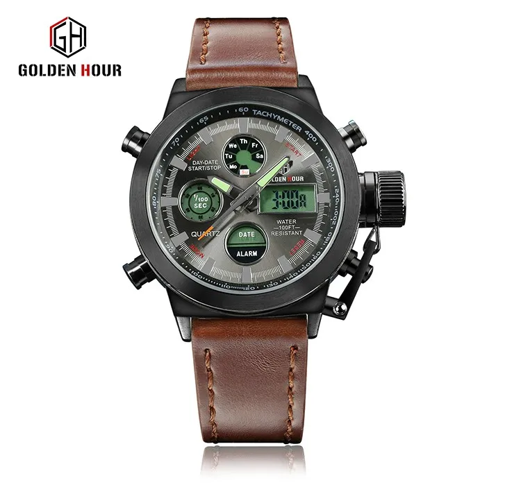 Golden Hour New Fashion Watch Men's Quartz Hour Clock Analog Digital