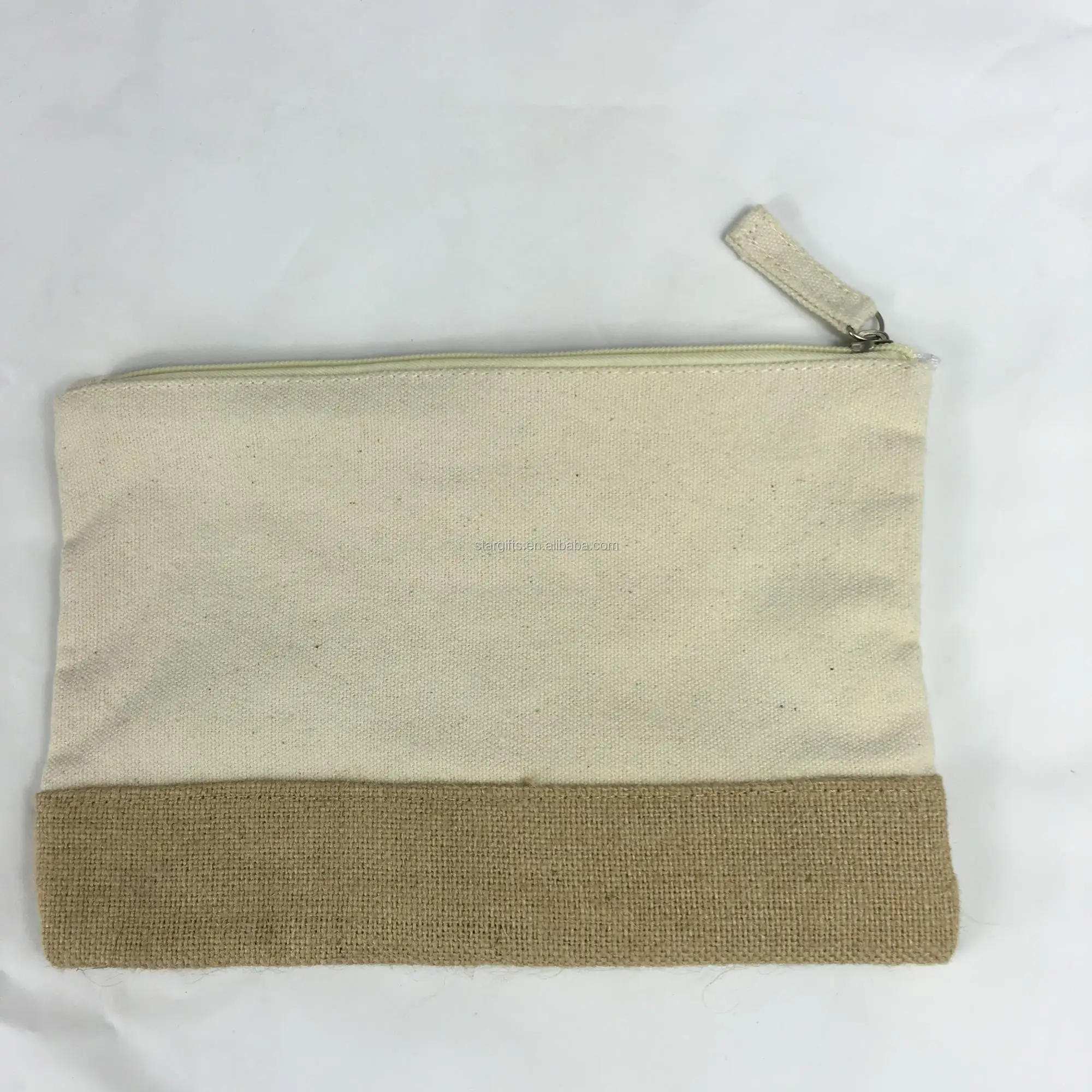 Wholesale Canvas Hemp Fabric Customized Jute Cosmetic Bag For Toiletry