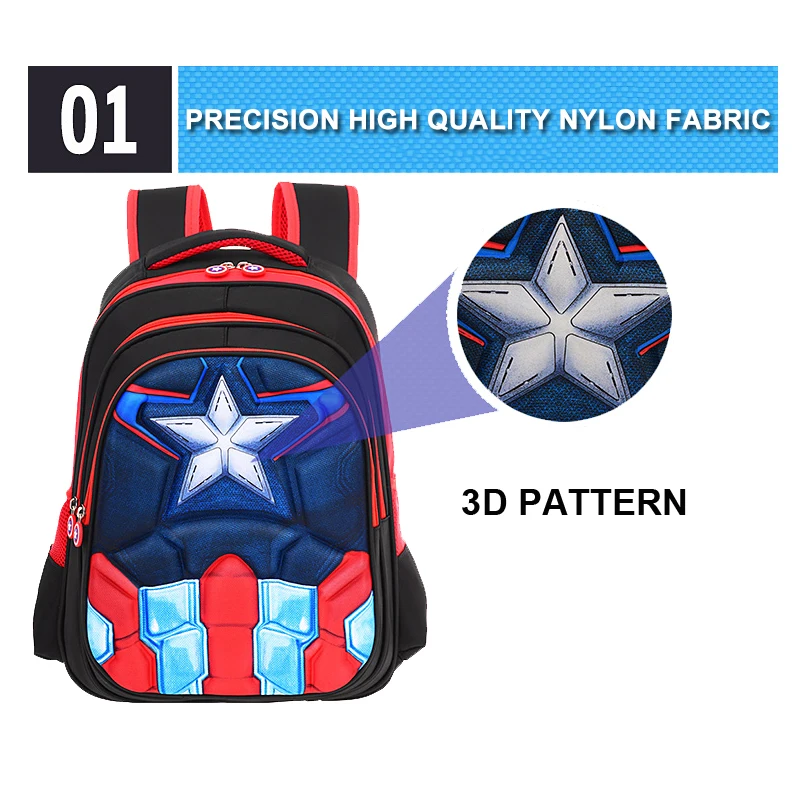 New Design Captain America Mochila Escolares 3D Smiggle Children School Bags Kids