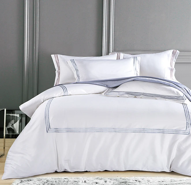 
100% cotton King size embroidered hotel duvet covers set 