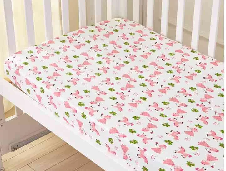 Waterproof Organic 100 Cotton Jersey Patterned Fitted Baby Crib Sheet