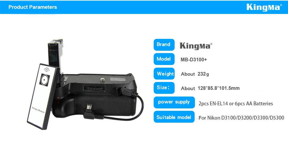Kingma Mb-d3100+ Vertical Camera Battery Grip Replacement For Nikon