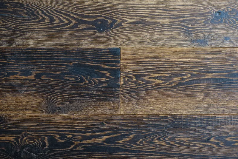 Brushed Burned Engineered European Oak Wood Flooring Hard Wax Oil Finish