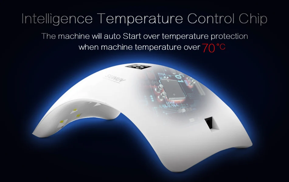 SUNUV SUN8 UV LED Nail Lamp 48W Nail Gel Dryer 30s 60s Timer 90s Low Heat Mode Curing UV LED Gels Nail Polish Art Tools