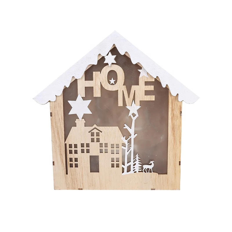 Christmas Decoration Supplies LED House Wooden Twinkle Christmas Lights Home Lamp Night Light with Battery Gift