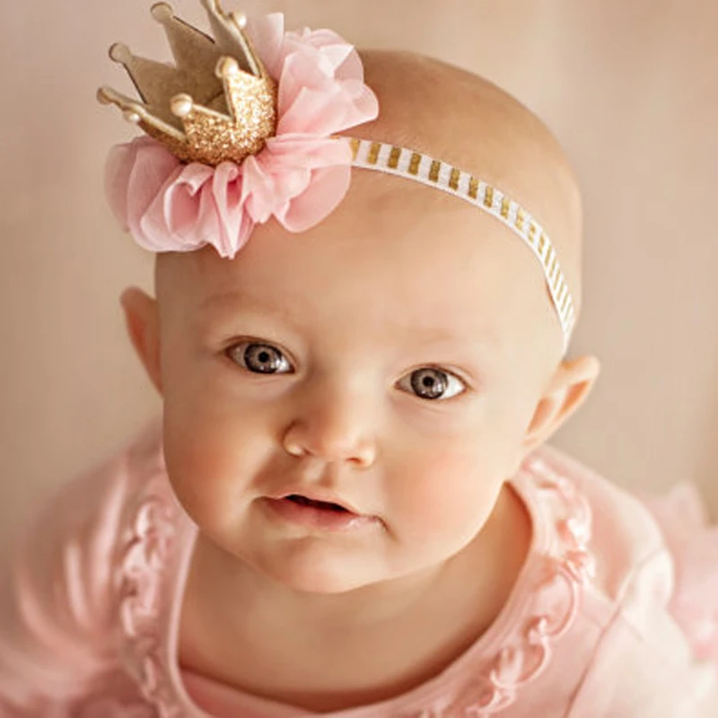 Lovely Baby Kid Girl Toddler Newborn Crown Headband Princess Queen Crown Hair band Pearl Tiara Lace