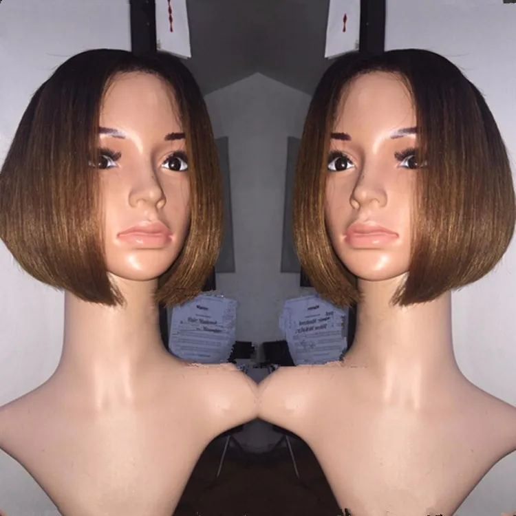 Honey Blonde 8inch Bob Wig Silky Straight Middle Part Short