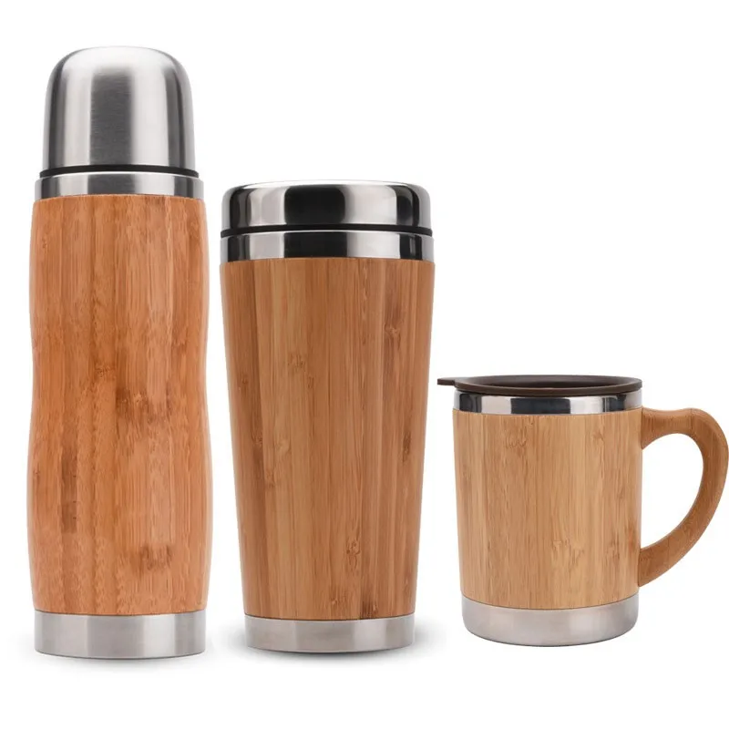 China Product Hot Coffee Drinking Bamboo Double Wall Stainless Steel