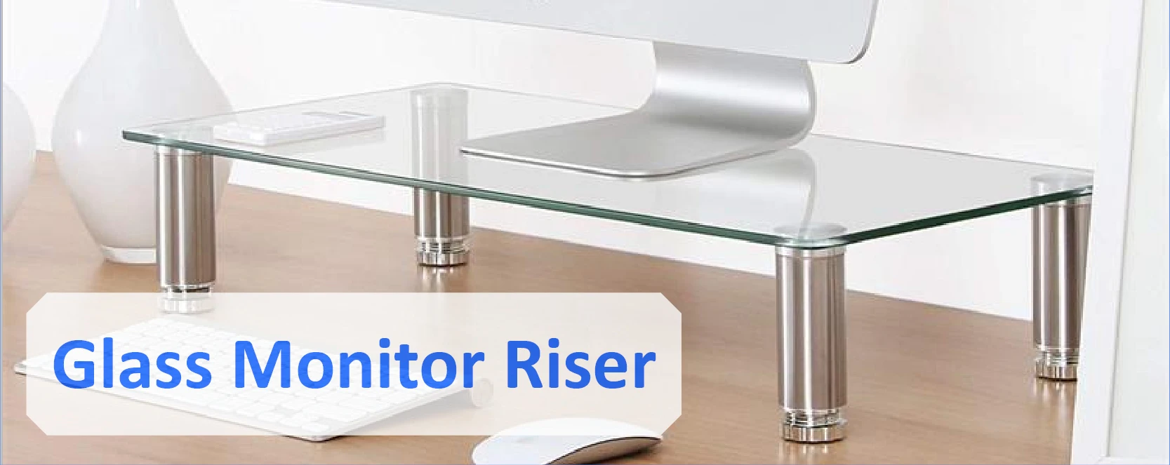 Tempered Glass Computer Monitor Stand Desktop Riser Desktop Monitor
