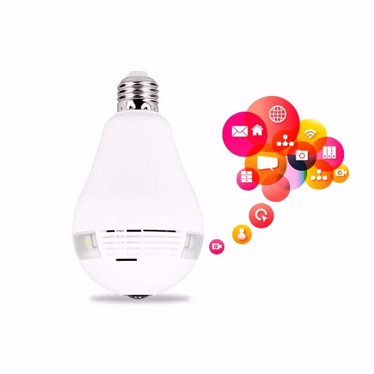 1080p Wireless Ip Camera Bulb Light Fish Eye Smart Home Cctv 3d 360