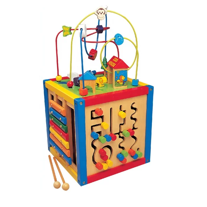 childrens wooden activity cube