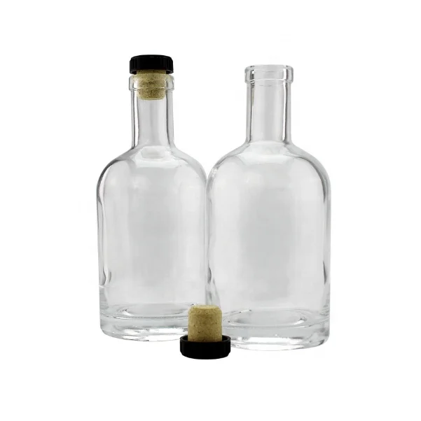 375ml Flint (clear) Nordic Spirits Round Glass Bottle With Cork Lid