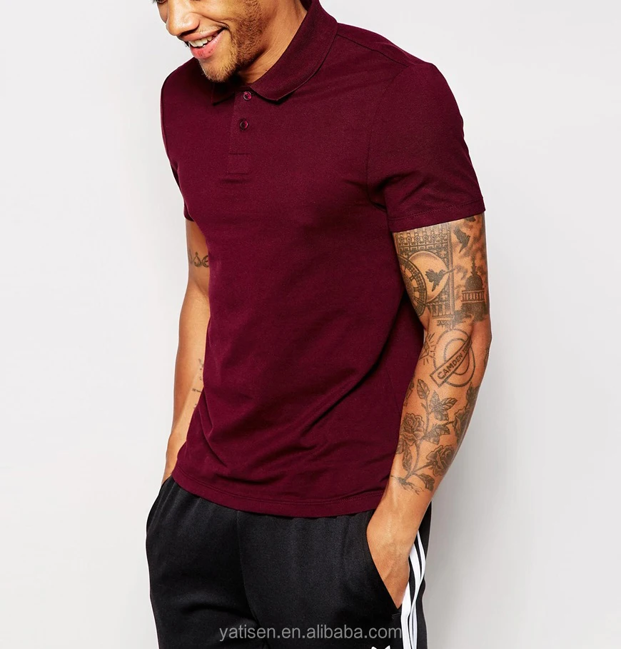 camisa tipo polo color vino