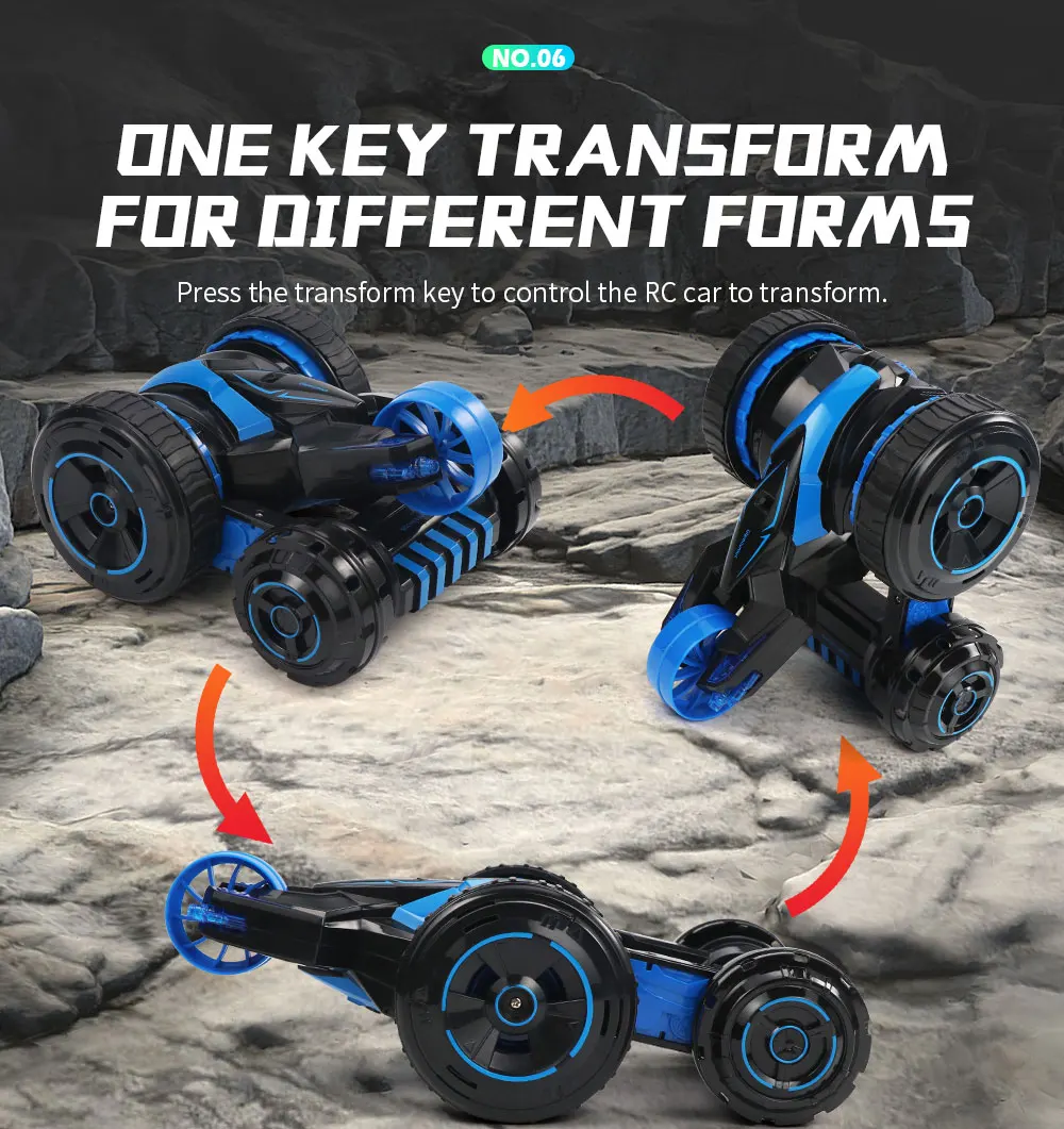 2019 New Arrival Stunt Car JJRC Q49 5-Wheel System One-button Deformation 360 Degree Rotation 2.4G RC Car for Christmas Gift