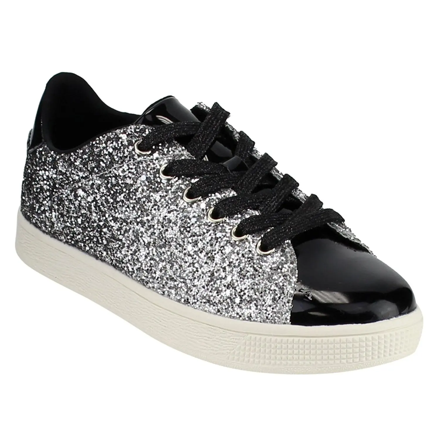 ladies black flat sparkly shoes
