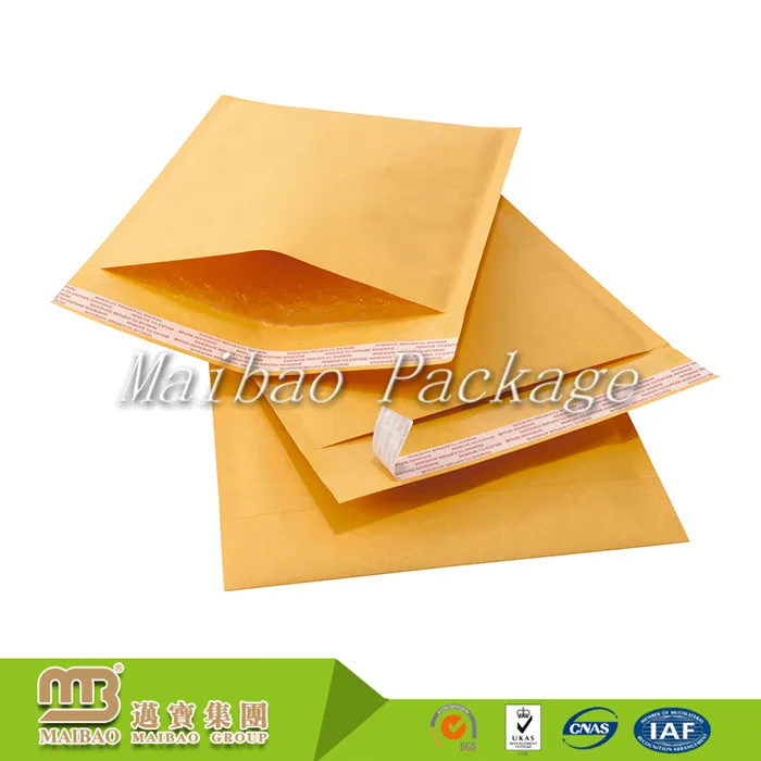 Custom Size Printed A2 A3 A4 Air Bubble Mailing Packaging Brown Kraft Paper Envelope With Bubles