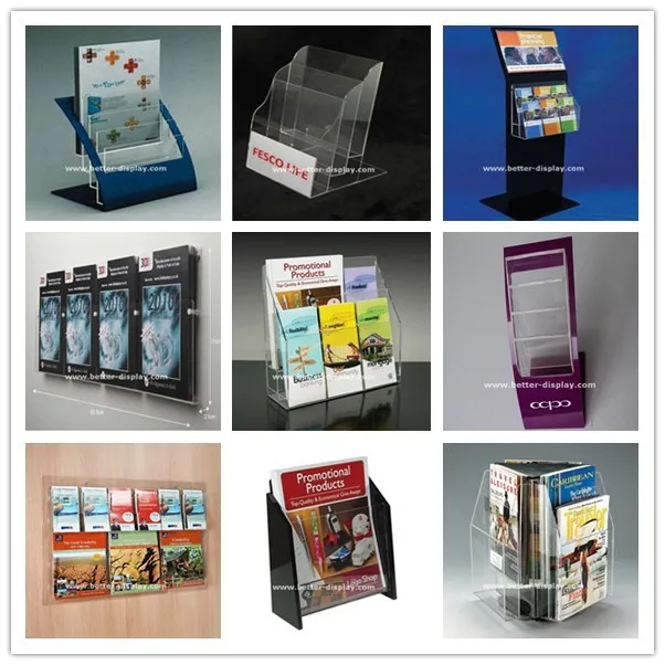 Floor Standing Black Acrylic Magazine Display/acrylic Display Stand