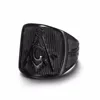 Engraved pattern and letter C Black Plated Men Stainless Steel Ring