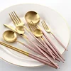 Jinci Pink Handle Golden Flatware Sets Wedding Flatware Knife Fork Spoon