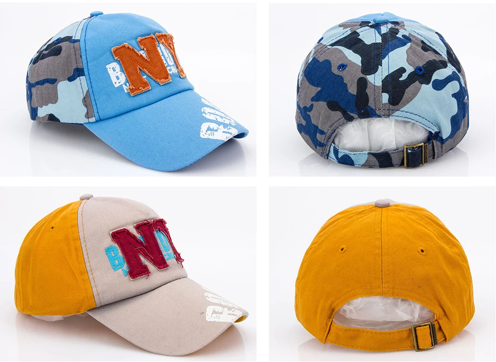 Kids Cotton Baseball Caps 5 Panel With Embroidery Unstructured Sports