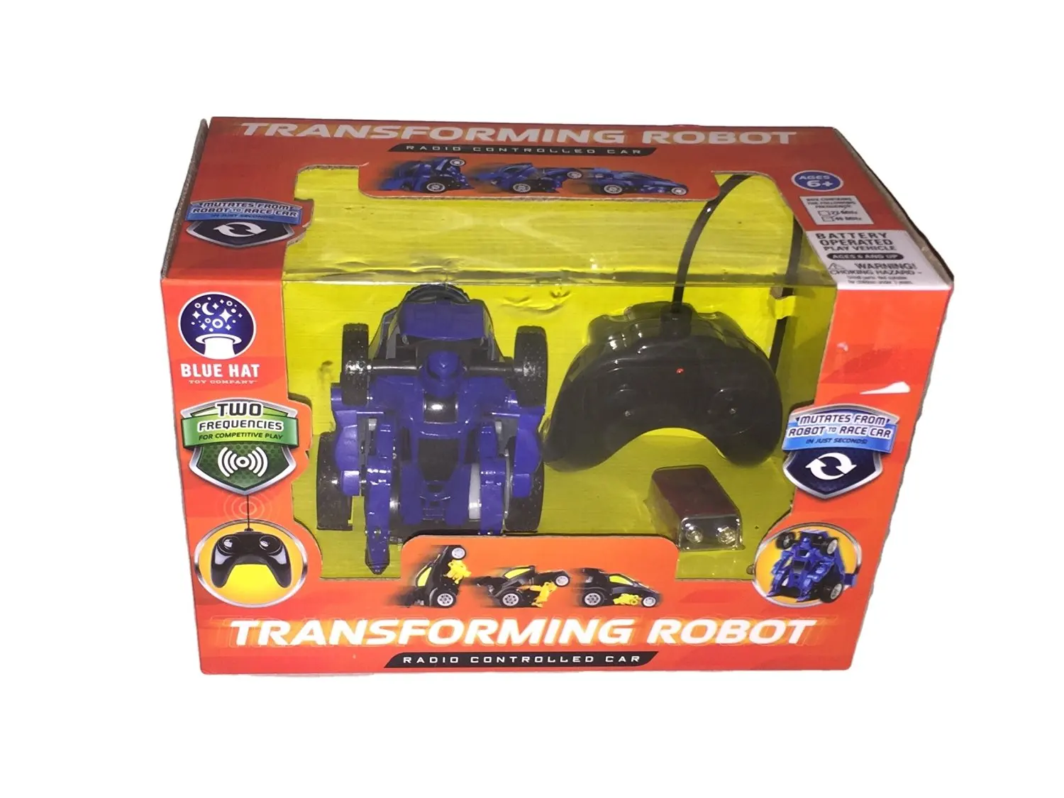 blue hat transforming robot