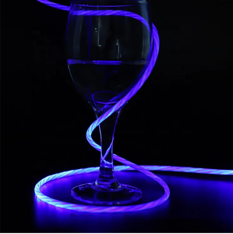 2019 New Fast Charging EL Glowing LED Magnetic 3 in 1 USB Cable for iPhone Type C Android