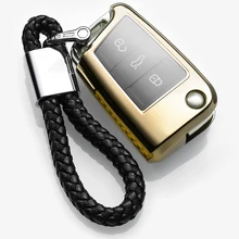 Авто Новый ТПУ мягкий чехол для ключей Volkswagen Vw Гольф 7 Mk7 3 пуговицы складной брелок крышка защиты оболочки держатель сумка кошелек