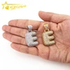 Iced Out Brass Bubble Letter Initial Alphabet Gold Plated Micro Pave Pendant