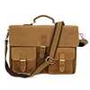 YD-01056 2018 fashion wholesale vintage genuine leather yellow briefcase messenger bag handbag