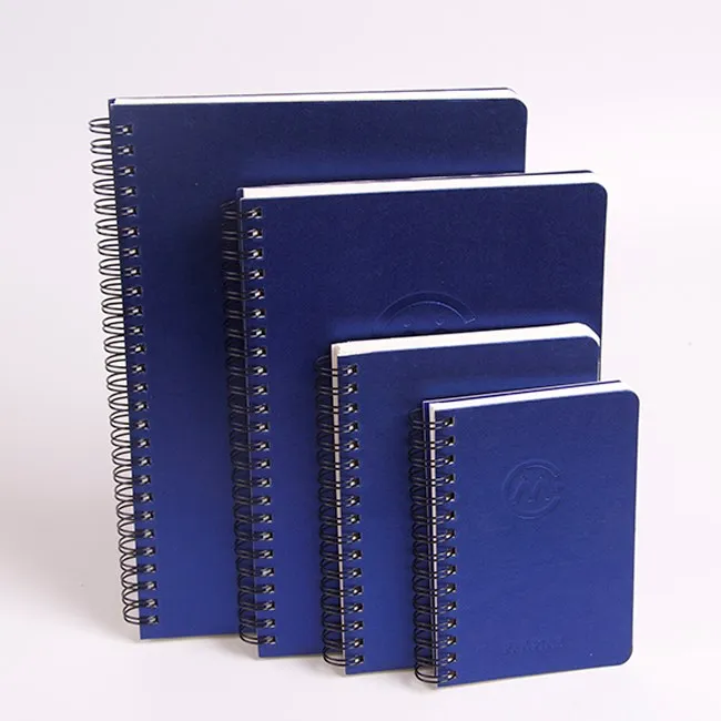 A4 A5 A6 Size Blue Soft Cover Hot Stamping Spiral Pocket Diary With Pen