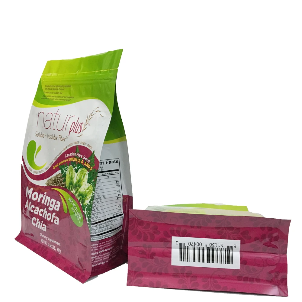 Moisture Proof Resealable Metallic Ziplock Foil Chia Seeds Bag Stand Up