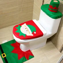 3pcs/lot Christmas Decoration 2016 For Home Santa Toilet Seat Cover Rug Bathroom Se Santa Claus Merry Christmas Ornament