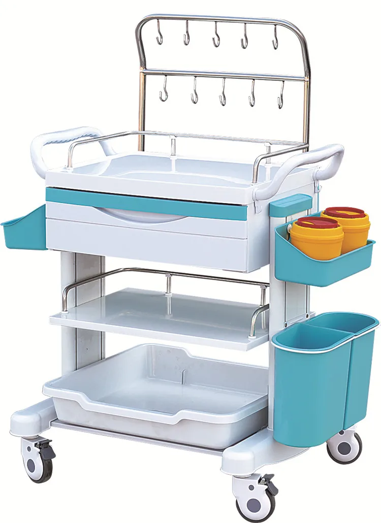 High quality ABS mobile hospital equipment IV medical treatment crash trolley cart