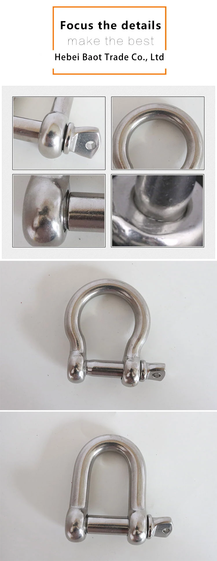 M20 Bolt anchor shackle bow shackle rigging shackle 