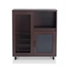Black Industrial Style Dark Wood Cheap Small Home Kitchen Dining Room Bar Buffet Server Sideboard On Wheels