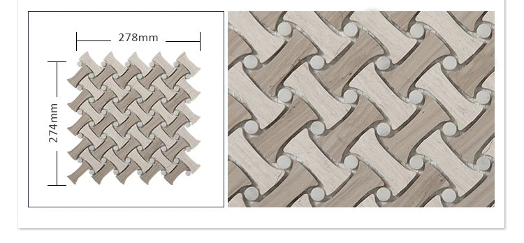 Wood Light Grain Athens Grey Dogbone mosaic Tiles For Kitchen