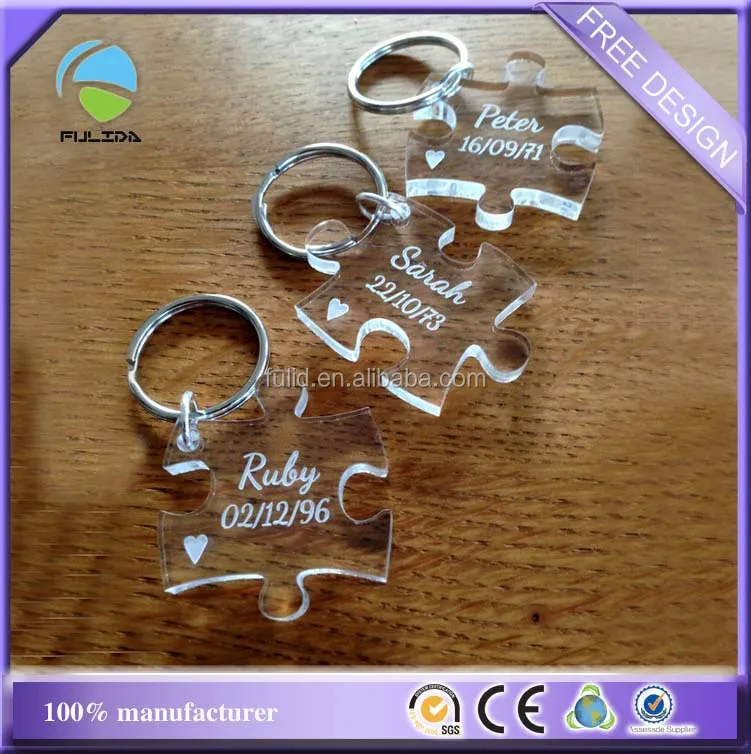 Custom Transparent Laser Engraved Acrylic Thicker Puzzle Piece Present